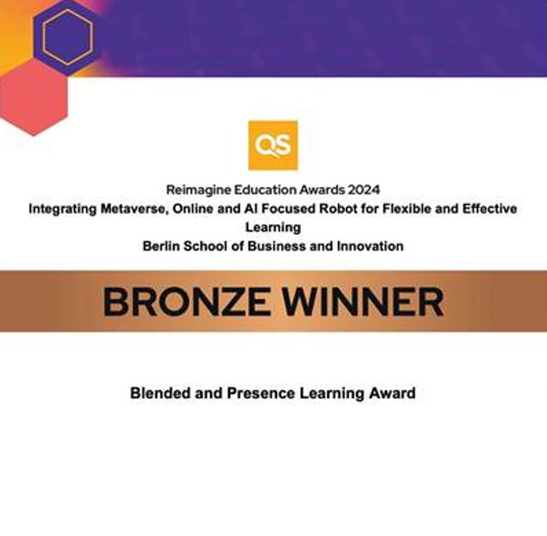 QS Reimagine Education Awards 2025 certificate for Bronze Winner.
