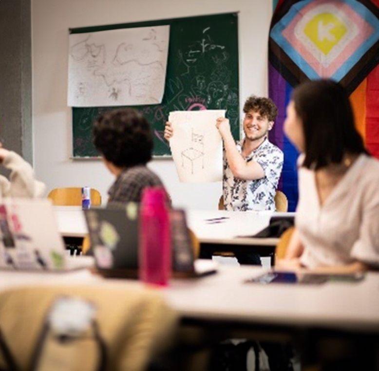 A group of diverse students in class