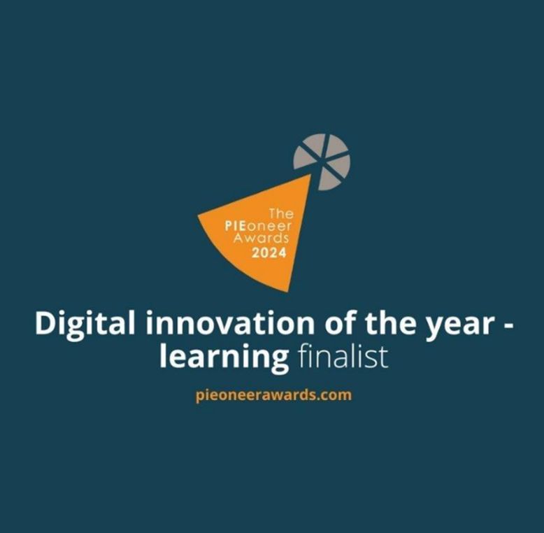 Logo of the Pioneer Awards 2024, highlighting Berlin School of Business and Innovation (BSBI) as a finalist in the 'Digital Innovation of the Year – Learning' category.
