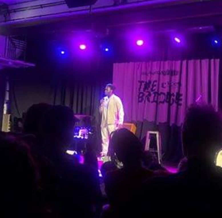 An LCCM student performing in front of an audience.