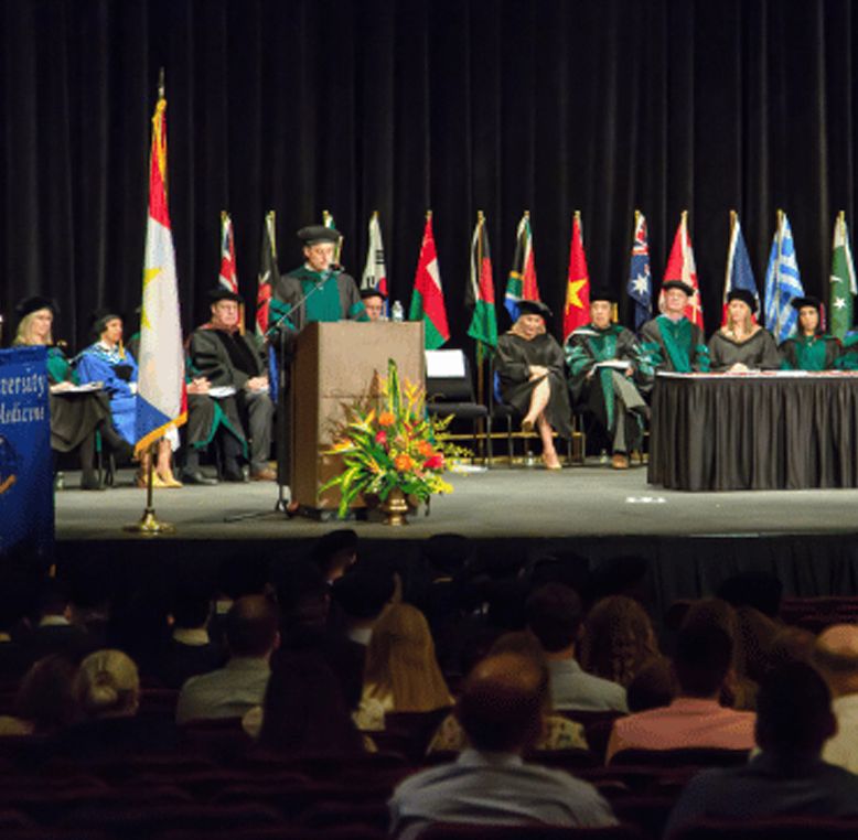 Commencement ceremonies at The Vets in Rhode Island, USA. The event