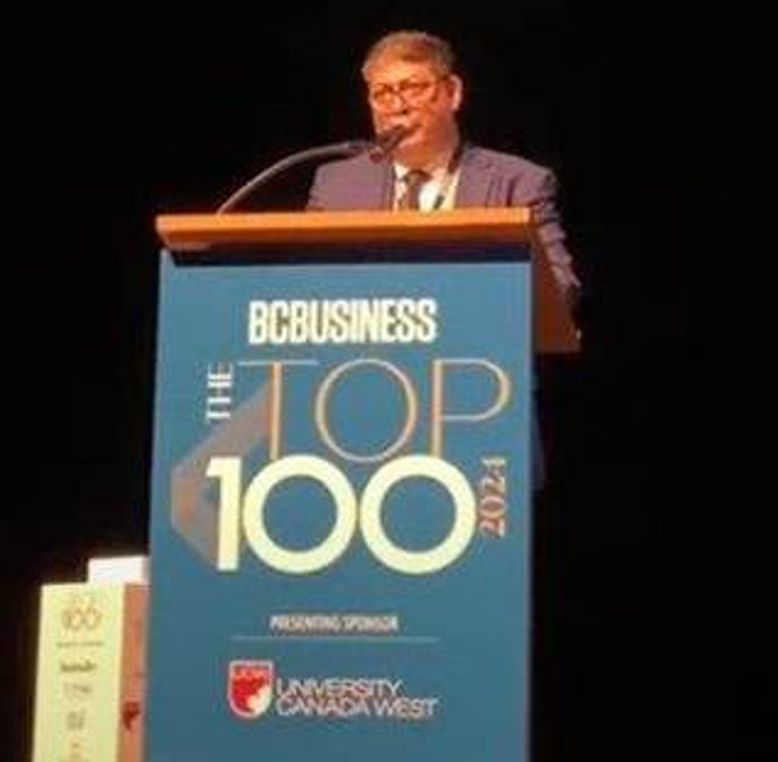 Dr Bashir Makhoul, President and Vice-Chancellor of University Canada West (UCW), attending the 2024 BC Business Top 100 event,