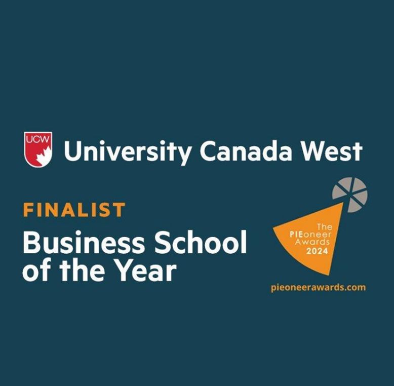 UCW announcing that it's a finalist for Business School of the Year.