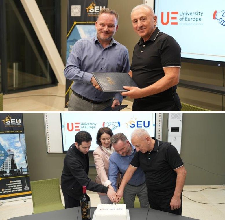 UE staff signing a Memorandum of Understanding with Georgian National University.