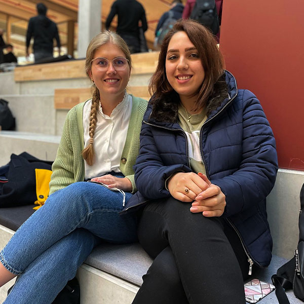 Two students sitting in an university