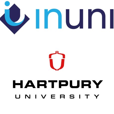 Logos of InUni and Hartpury University