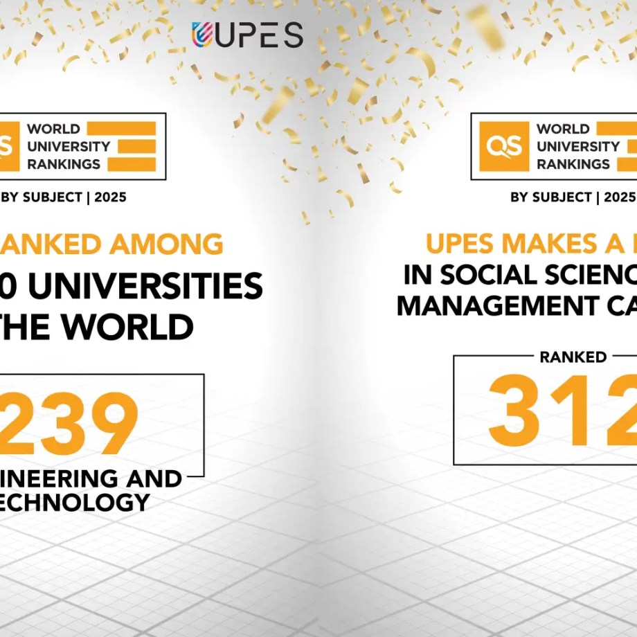 UPES ranks 239th in Engineering & Technology and debuts 312th in Social Sciences & Management in QS 2025 rankings