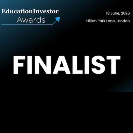 Graphic announcing “Finalist” status for the EducationInvestor Awards 2026, taking place on 18 June 2026 at Hilton Park Lane, London.