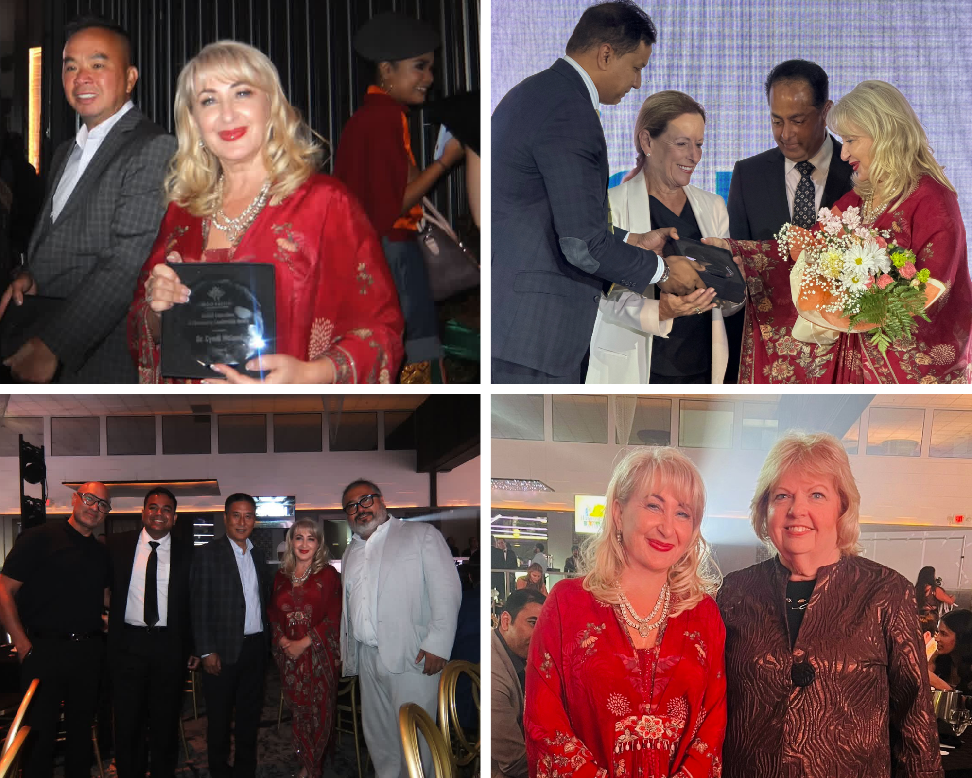 Collage of GUS North America representatives at an awards ceremony.