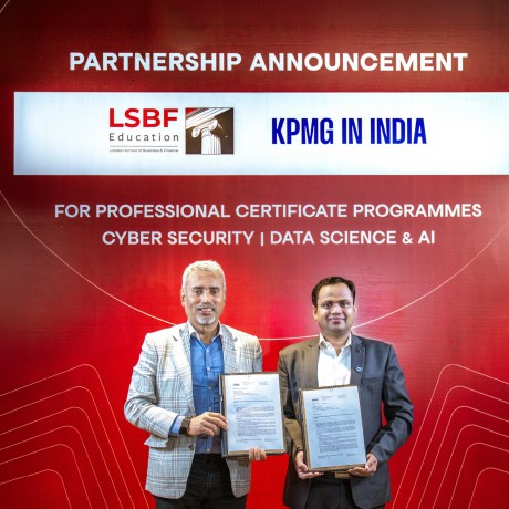 LSBF India and KPMG in India representatives mark new professional certificate programmes partnership.