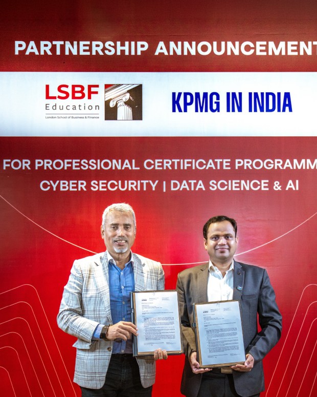 LSBF India and KPMG in India representatives mark new professional certificate programmes partnership.