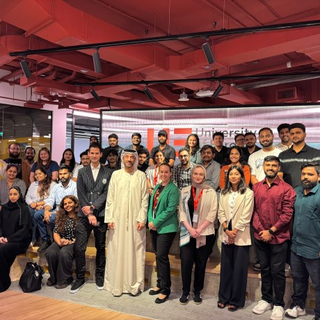 Group photo of University of Europe for Applied Sciences Dubai students, staff and guests.