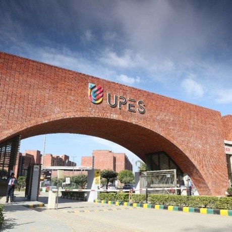 UPES campus entrance in Dehradun, India.