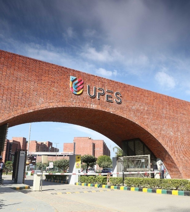 UPES campus entrance in Dehradun, India.